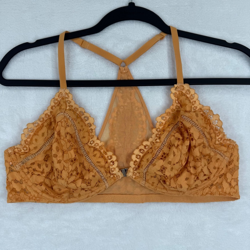 Victorias Secret Body By Victoria Unlined Plunge Lace Bralette 38C Yellow 363323